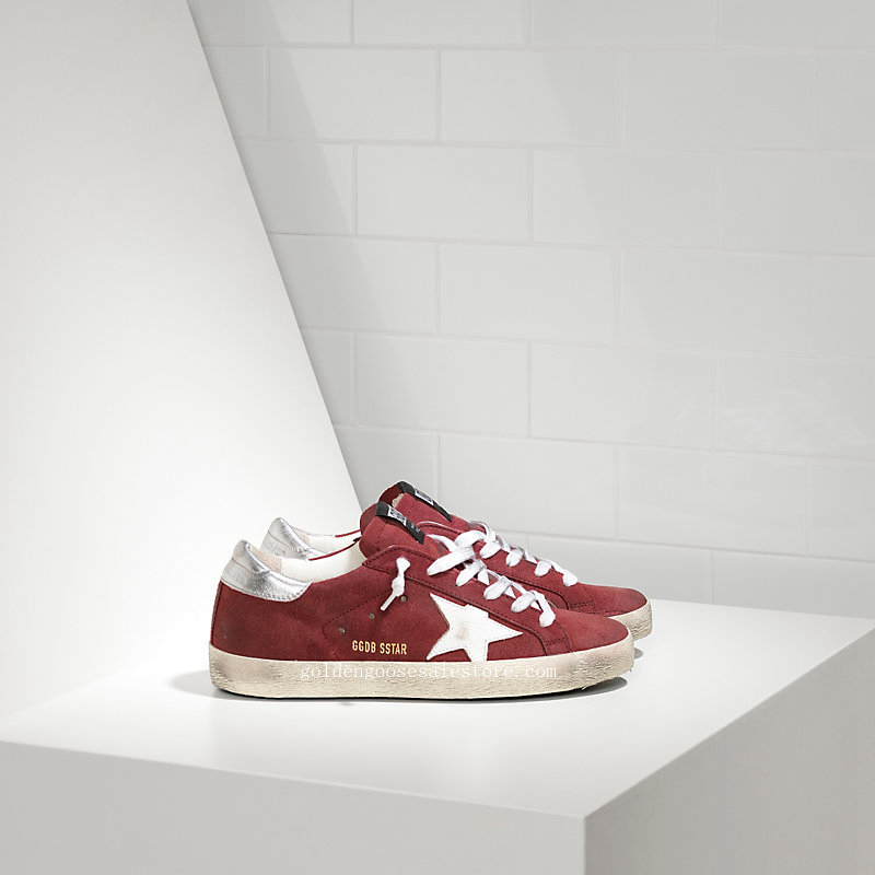 Golden Goose Deluxe Brand Men Super Star Sneakers In Suede and Leather Star Red Suede White Star